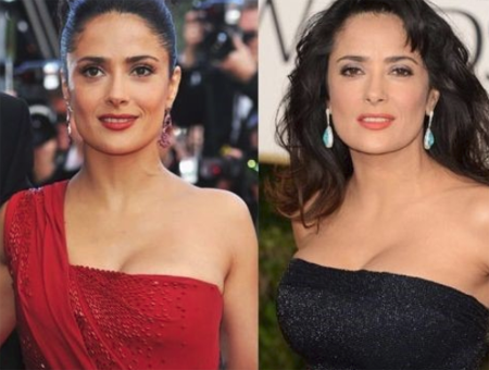 Salma Hayek seems to have gotten some work done on her boobs.